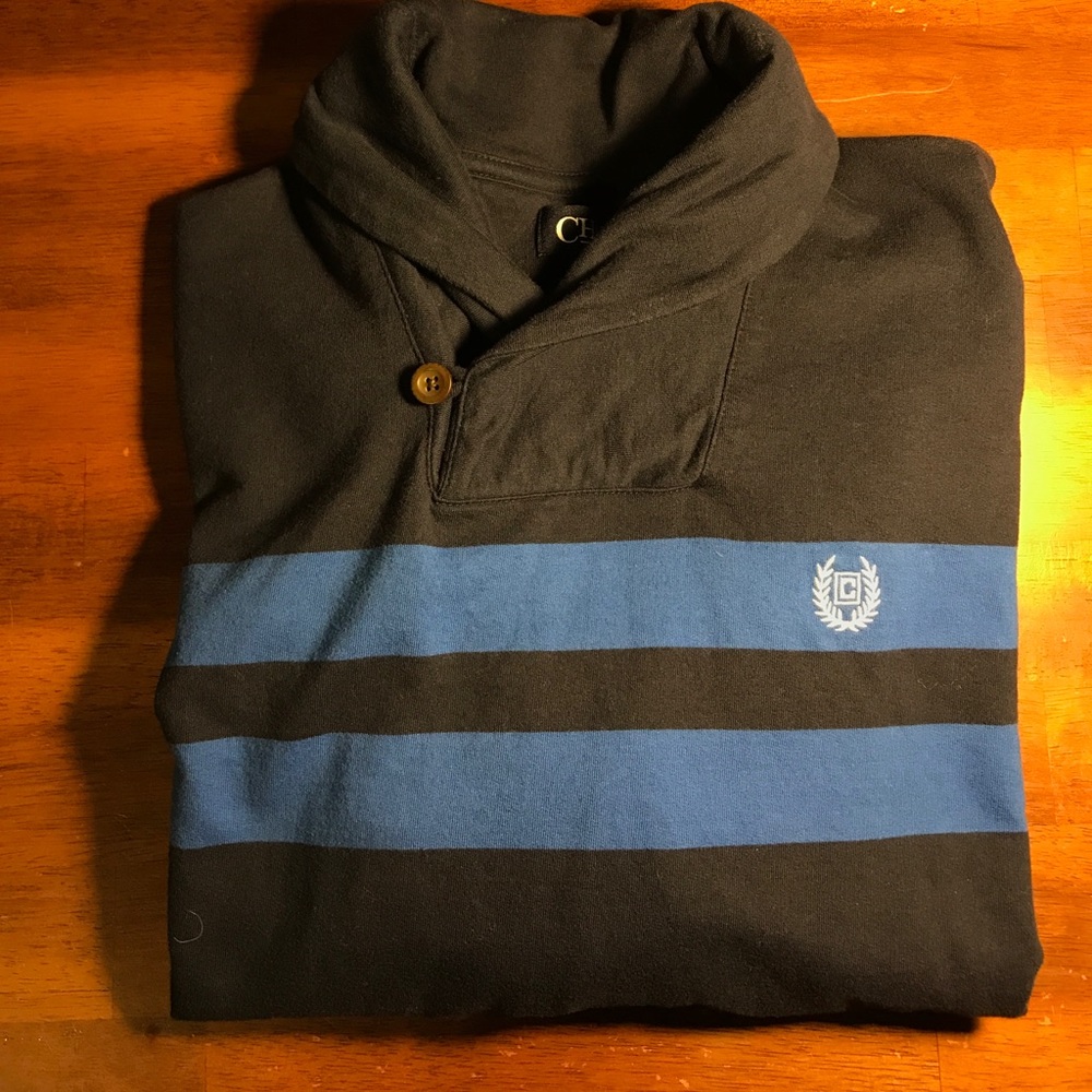 Chaps Navy Blue Shawl Neck Sweater Small