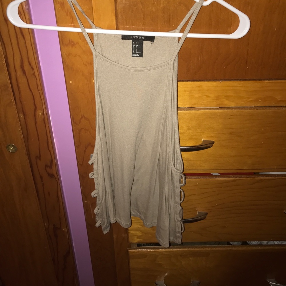 Tan tank top with slits on side