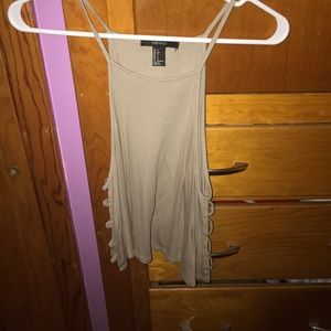 Tan tank top with slits on side