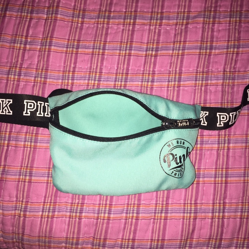 Teal colored fanny pack from PINK😊