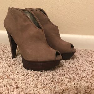 Brown suede heels