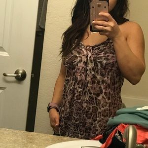 Leopard print strapless top