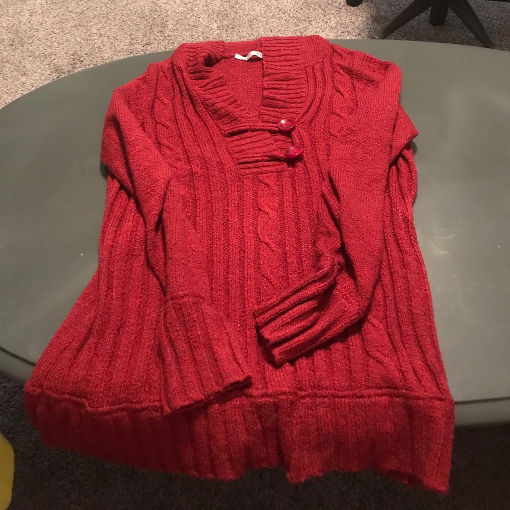 Red sweater with hood