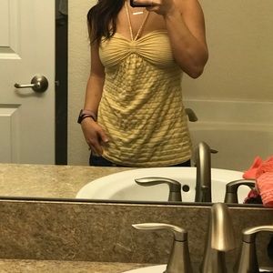 Yellow strapless top