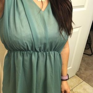 Blue and cream formal dress