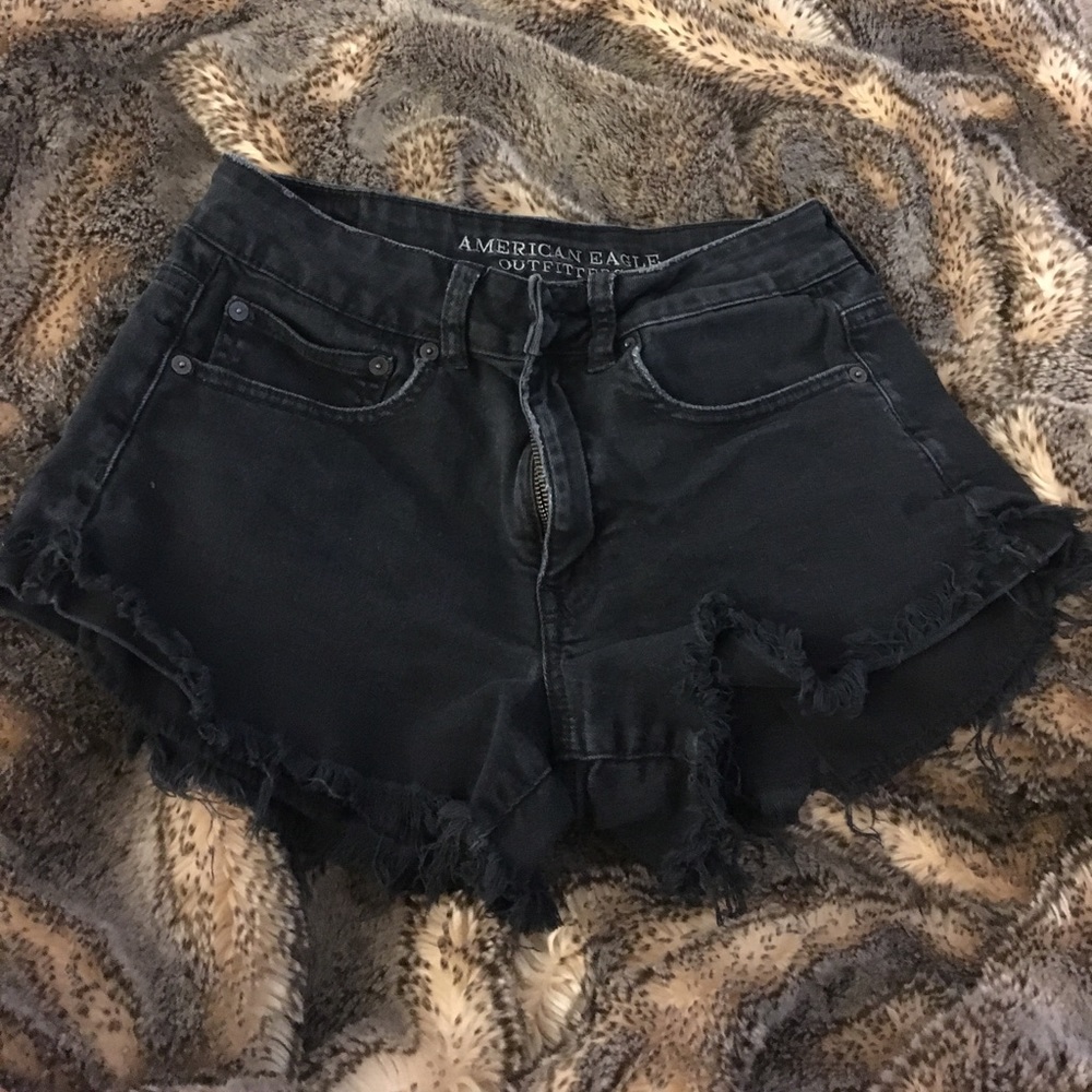 American eagle black high waisted jean shorts