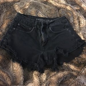 American eagle black high waisted jean shorts