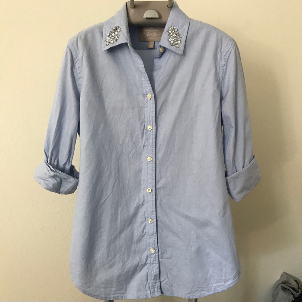 Banana Republic blue Oxford shirt with jewels