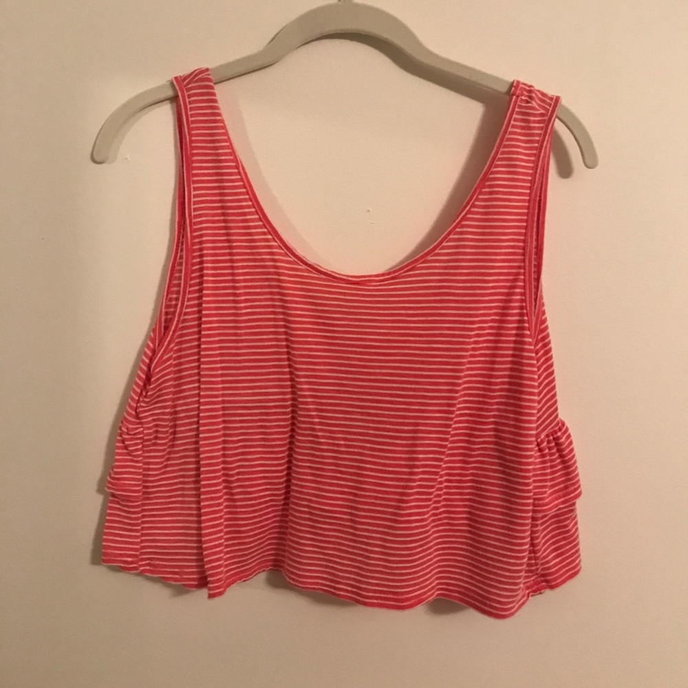 Coral and white tank top