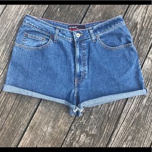 Rolled high waisted denim shorts