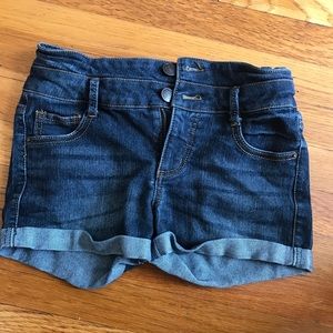 Lightly worn kids' high waisted jean shorts