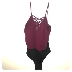 Maroon body suit