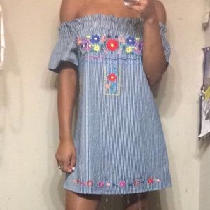 Off the shoulder embroidered dress