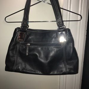 Black soft leather Tignanello shoulder bag.