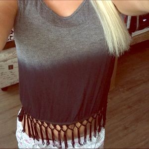 Black and grey tank with tassels