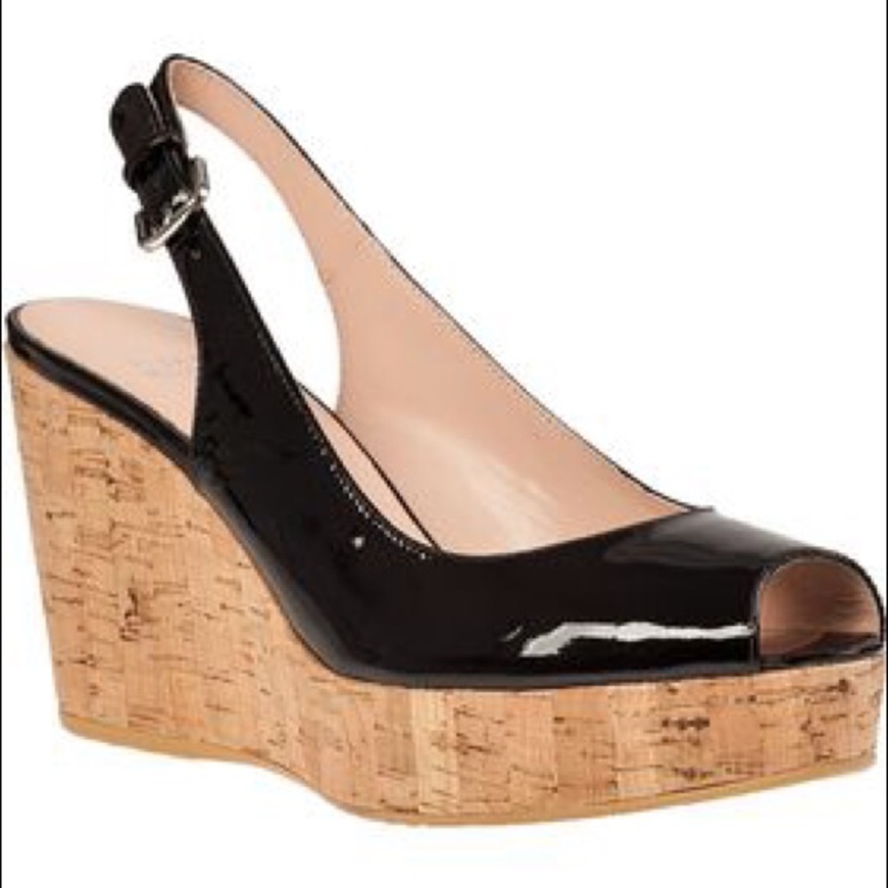 Stuart Weitzman Jean wedges, black patent leather
