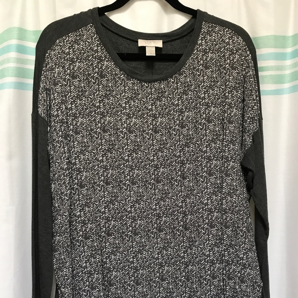 LOFT Long Sleeve Grey Blouse - Size Large