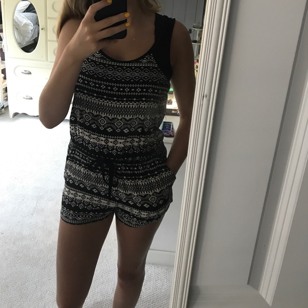 Tribal black and white romper