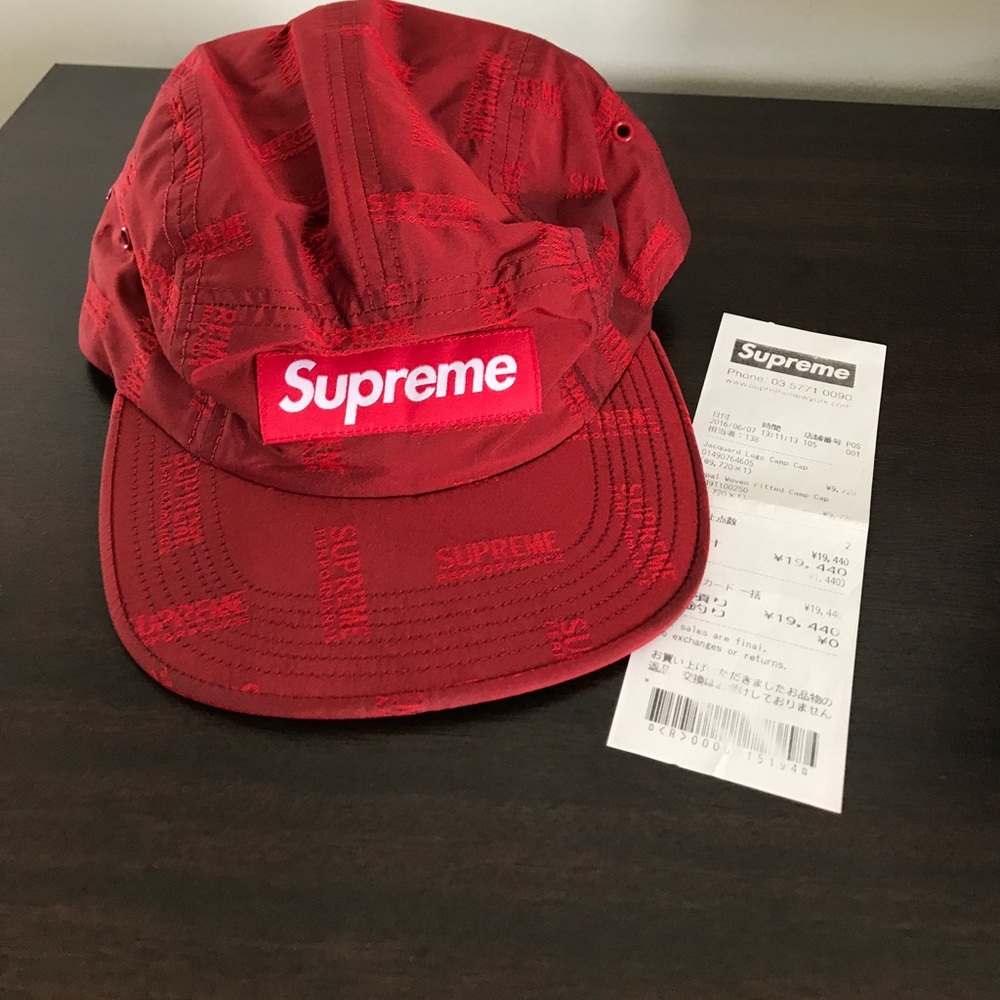 Authentic Supreme Jacquard Logo Camp 5-Panel Cap