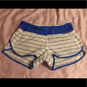 Blue and White Striped Size 4 Lululemon Shorts