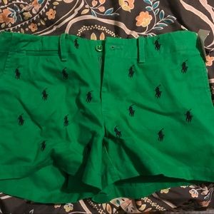 Green polo shorts