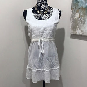 Dress Barn White Sleeveless Top w/Drawstring