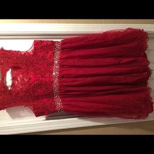 Formal Red Embroidered Dress.