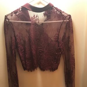 FashionNova Lace Crop Shirt