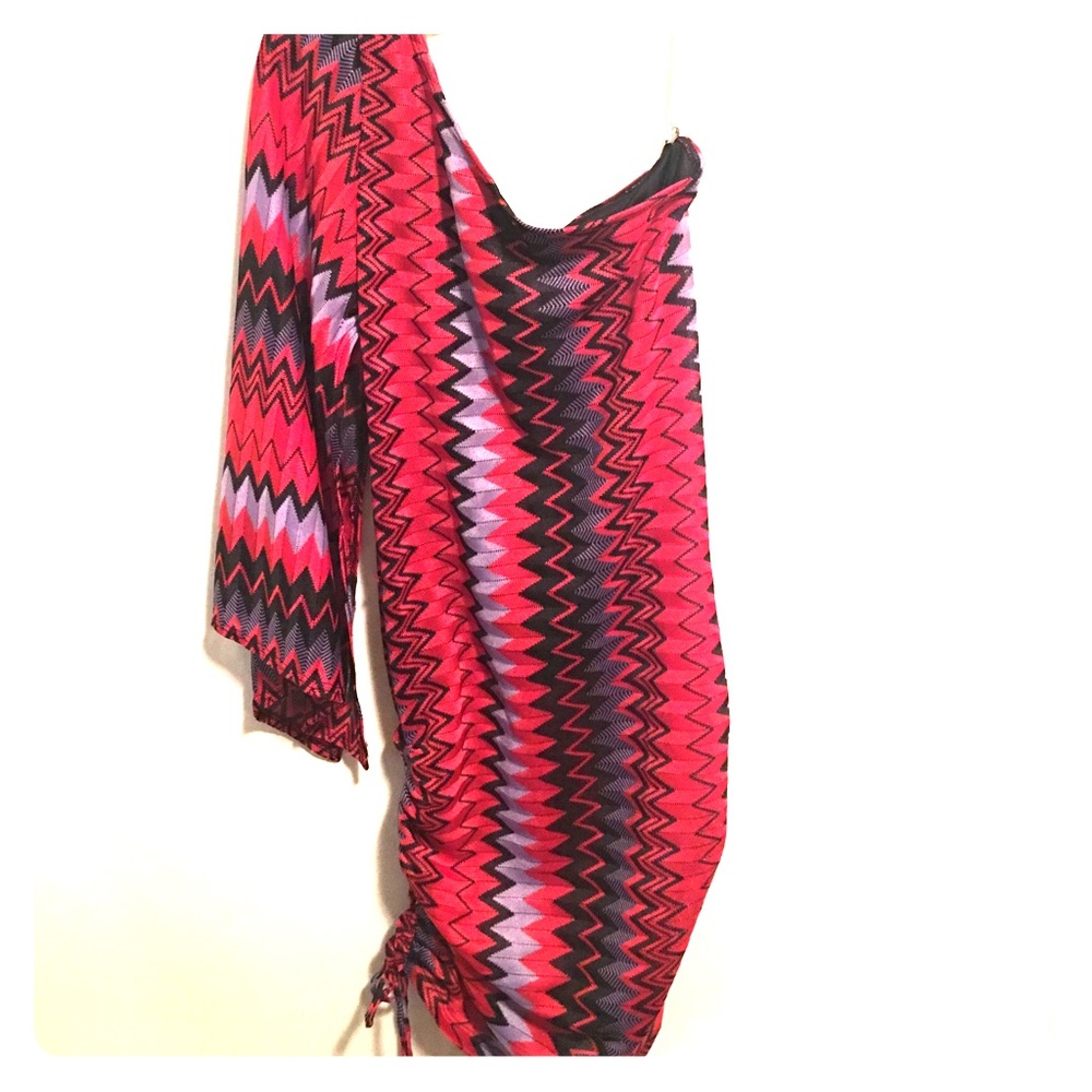 Red tribal one shoulder dress