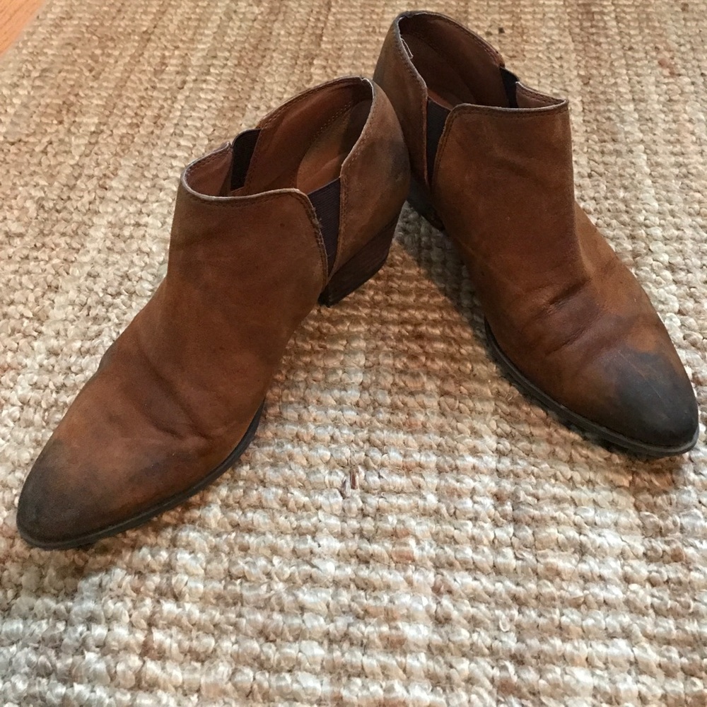 Franco Sarto Distressed Suede Brown Booties