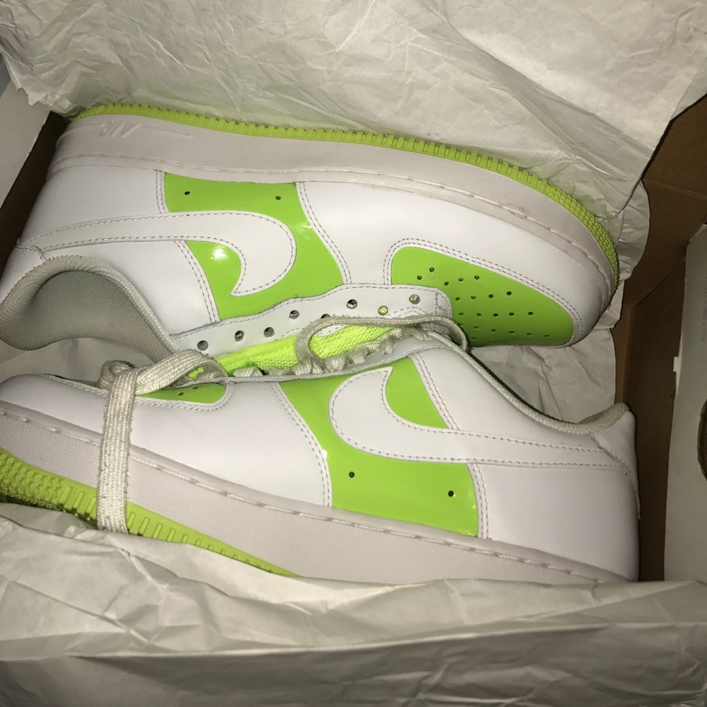 New Nike  white and lime green Airforce ones