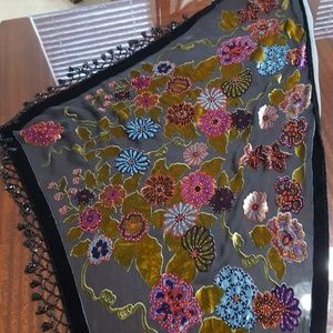Beautiful shawl black with flowers and beads