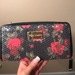 Betsey Johnson floral sequin wallet