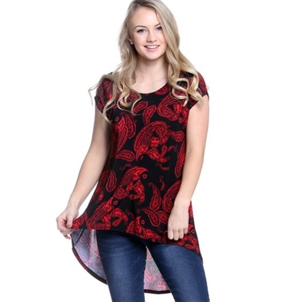 Red and black paisley tunic