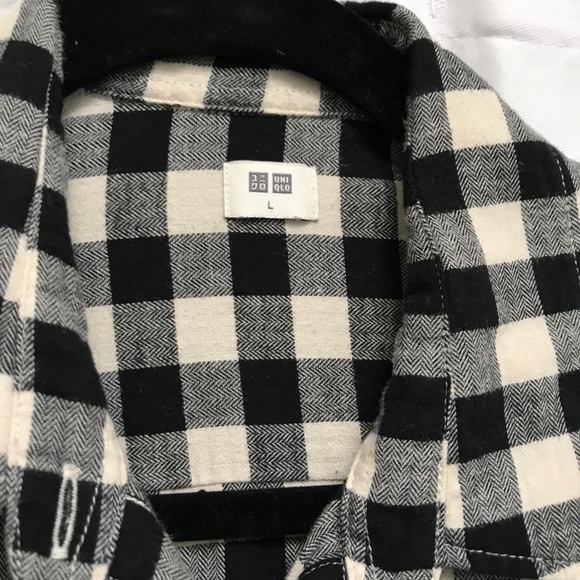 UNIQLO Black and White Checkered Flannel Shirt - L - Picture 2 of 4