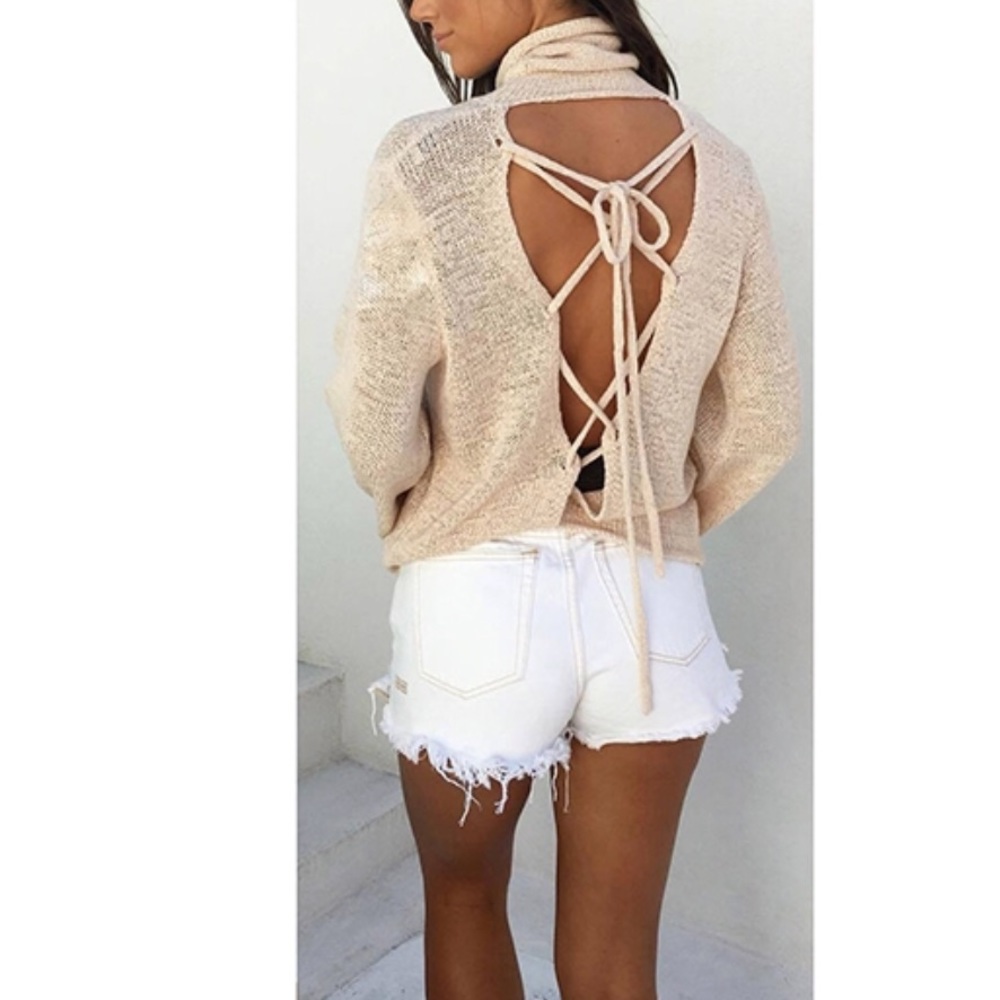 💚OPEN BACK TURTLE NECK SWEATER - Picture 7 of 7