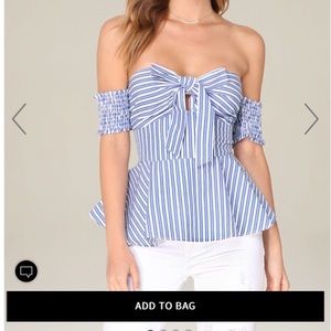 Bebe Striped off the shoulder top