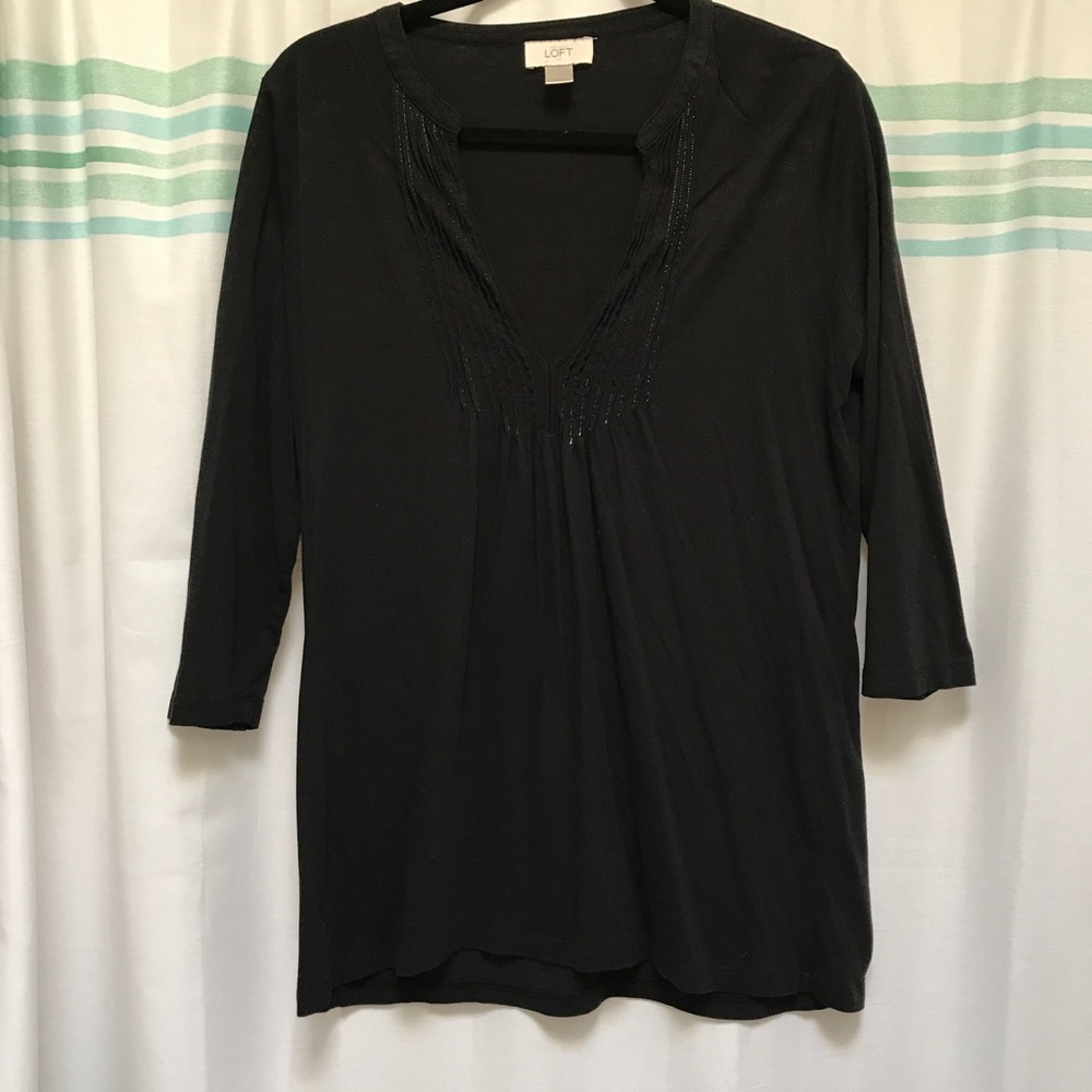 LOFT Black and Silver Tunic Top - Sz L