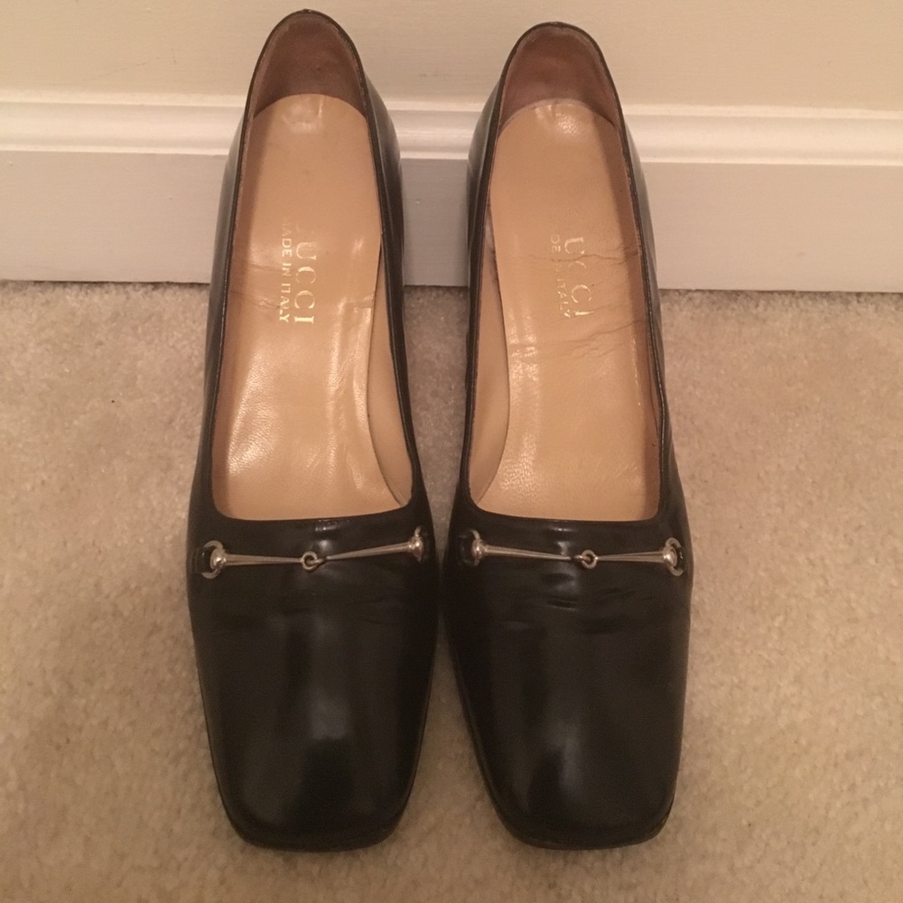 GUCCI Vintage Horse Bit block heel shoes 7B