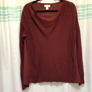 LOFT Cranberry Long Sleeve Blouse - Sz Large