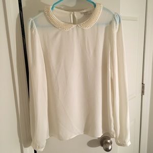 Peter Pan pearl neck top