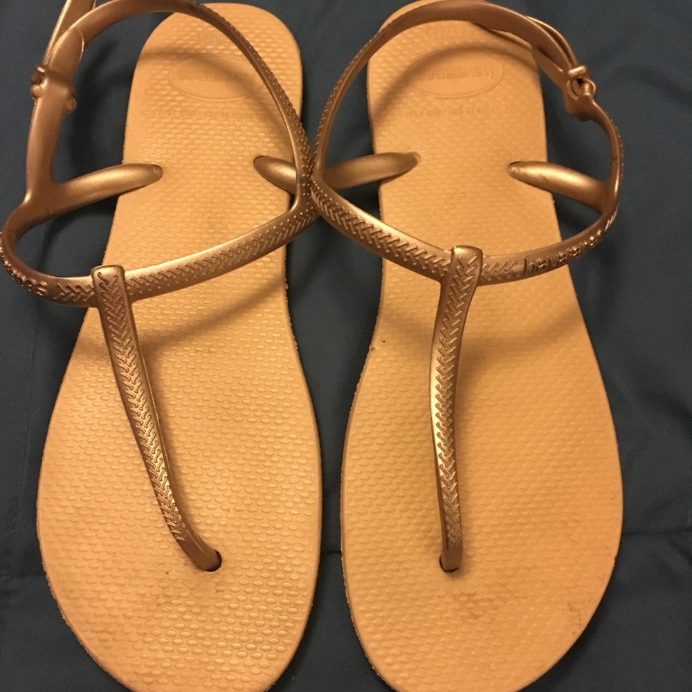 Gold Havaianas flip flops