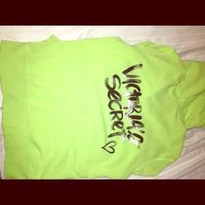 Victoria secret neon green zip up hoodie