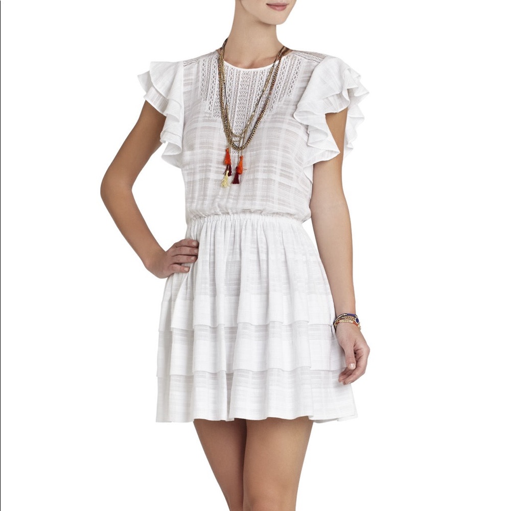 BCBG Joice XXS Ruffled Sleeves 100% Cotton Dress