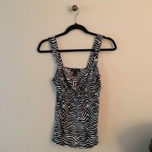 WHBM Zebra print top with gathered crossover top