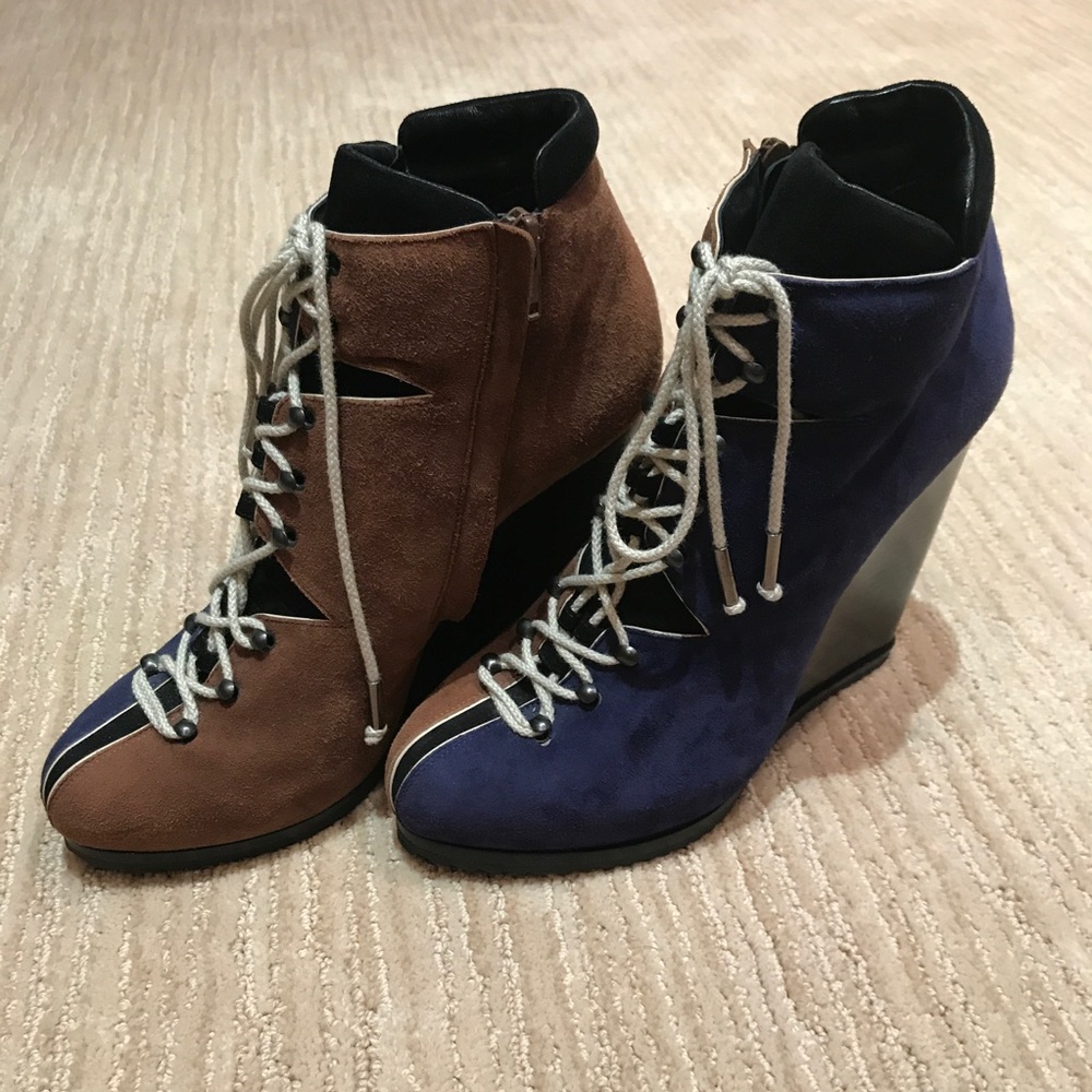 Pierre Hardy Purple Brown Suede Leather Wedge