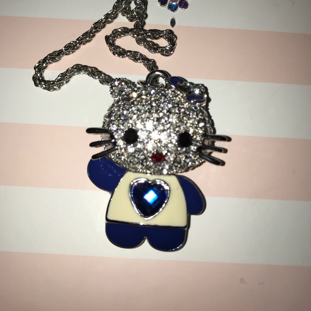 Rhinestone Encrusted Hello Kitty Pendant Necklace