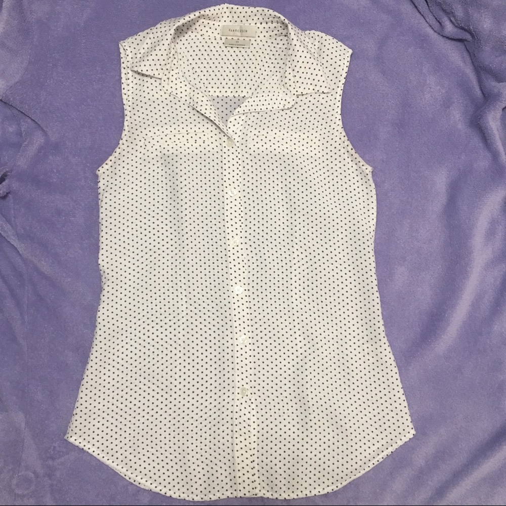 VanHeusen collared polka dot top
