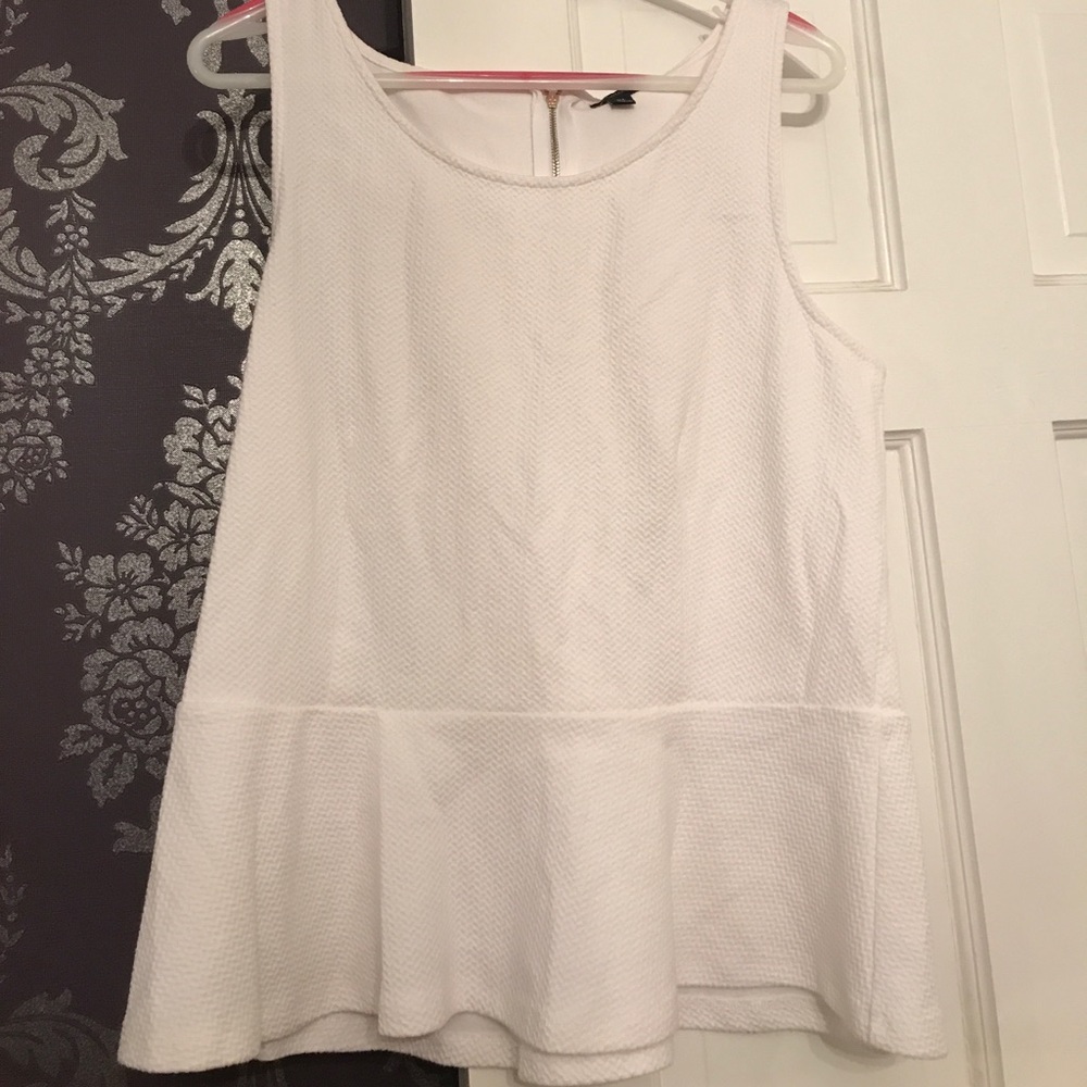 Ann Taylor White Peplum Blouse