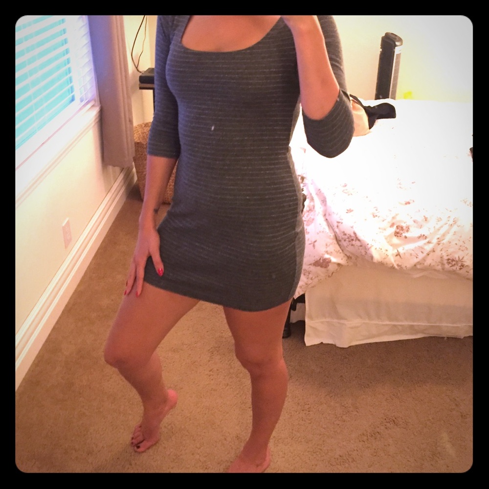 Gray Dress w/silver horizontal detail 😍